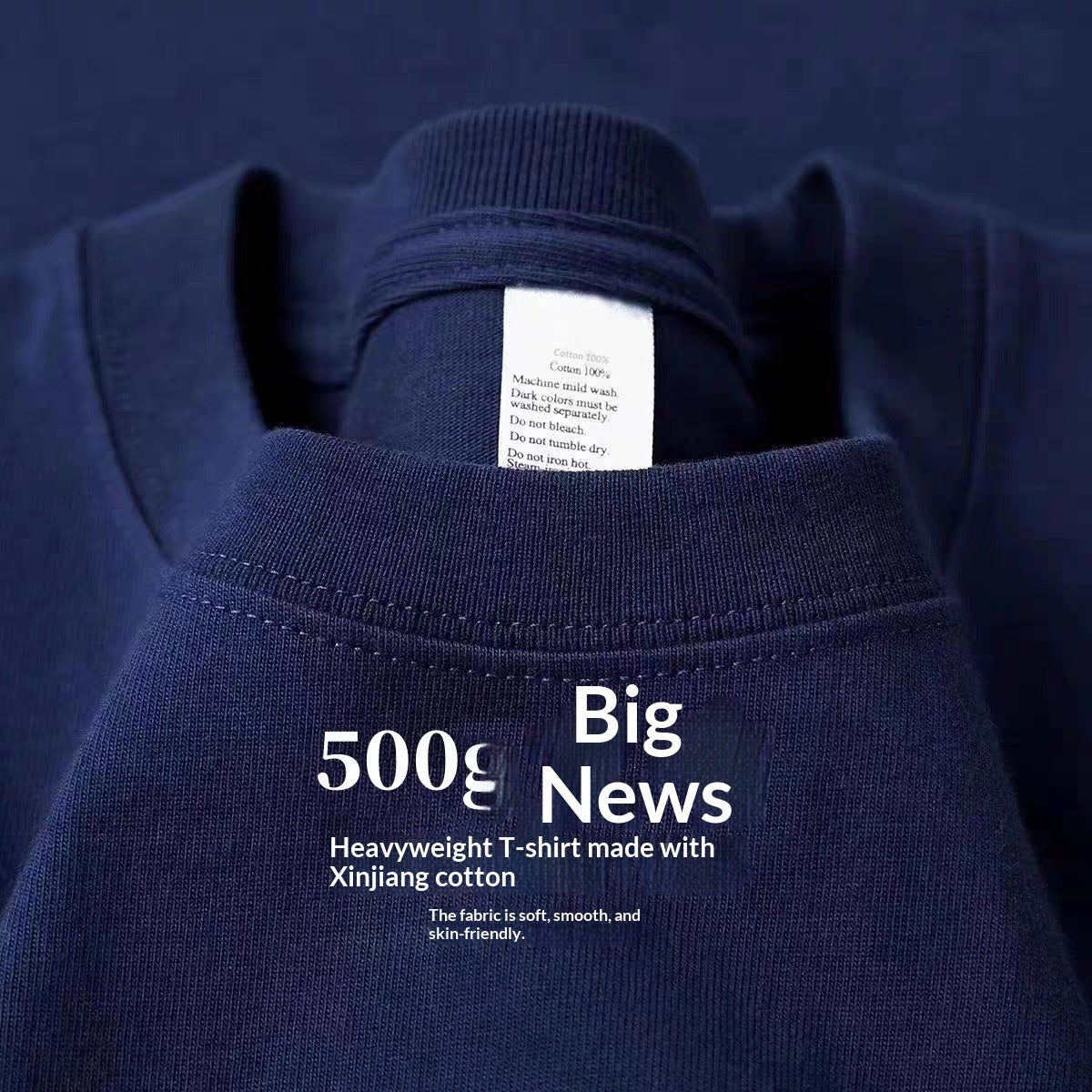 Ivory White 500g Heavyweight Pure Cotton Solid-Color Short-Sleeve Top