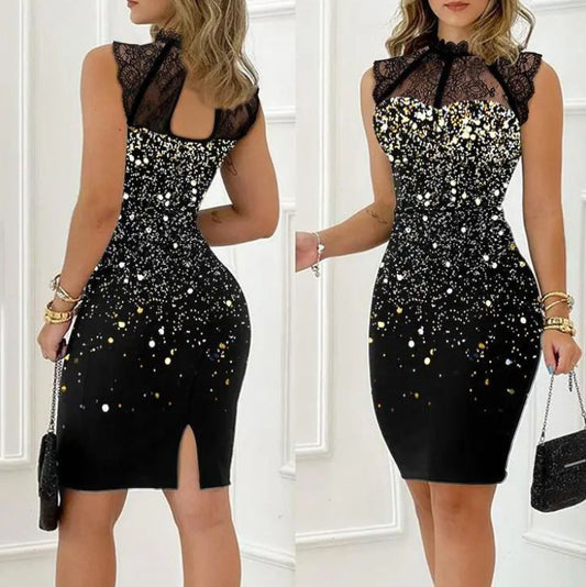 Sexy Lace And Diamond-encrusted Hip Dresses Waistless
