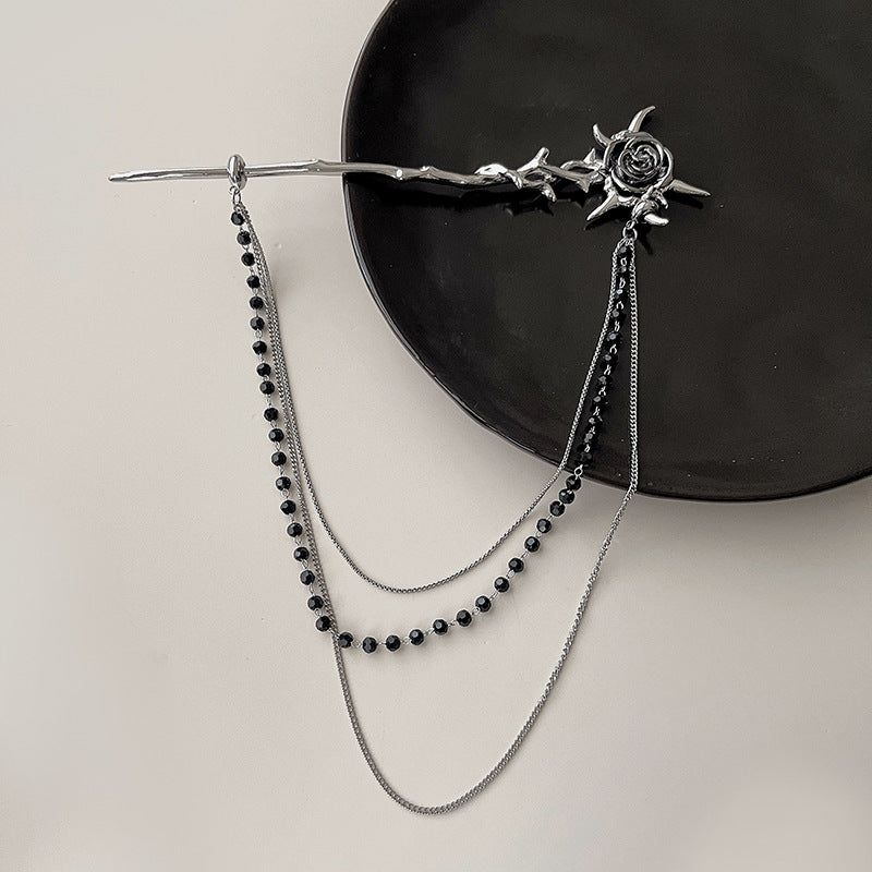 Rose-flower Chain Hairpin Minimalist And In A Fresh Chinese Style