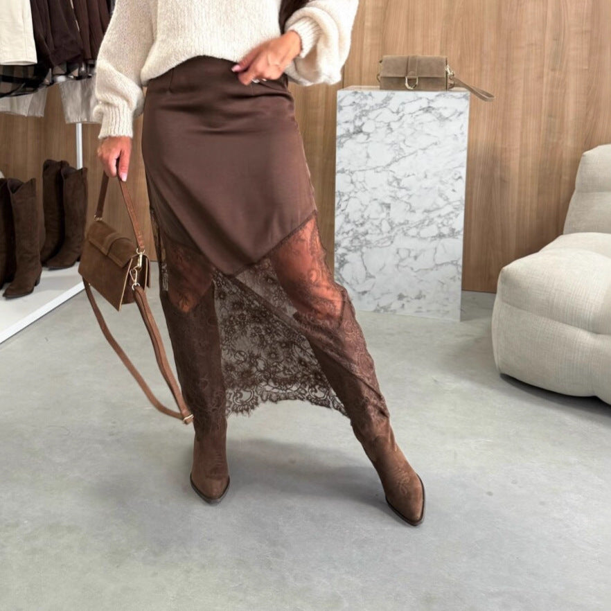 Skirt Sexy Hot Girl Slimming Solid Color Sheath