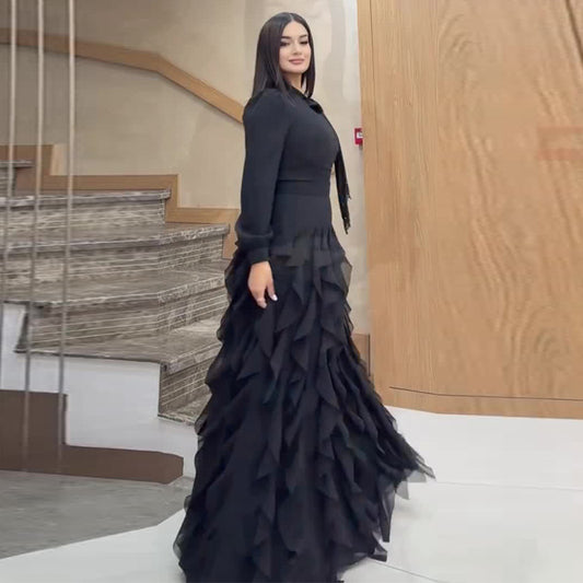 Elegant Ruffled-waist Fashion Maxi Dress