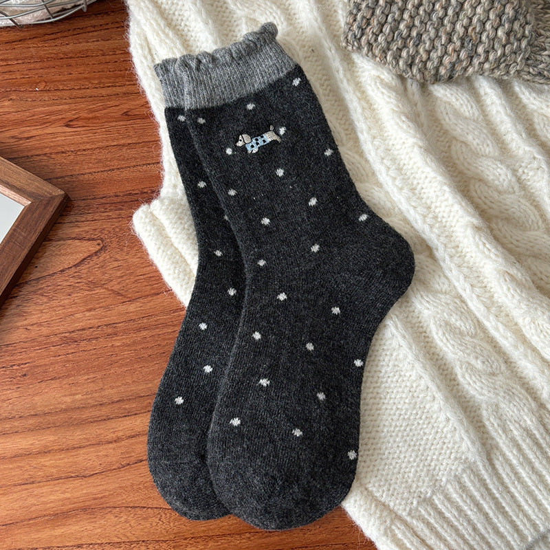 Ins-style Trendy Striped Cable-knit Mid-calf Socks