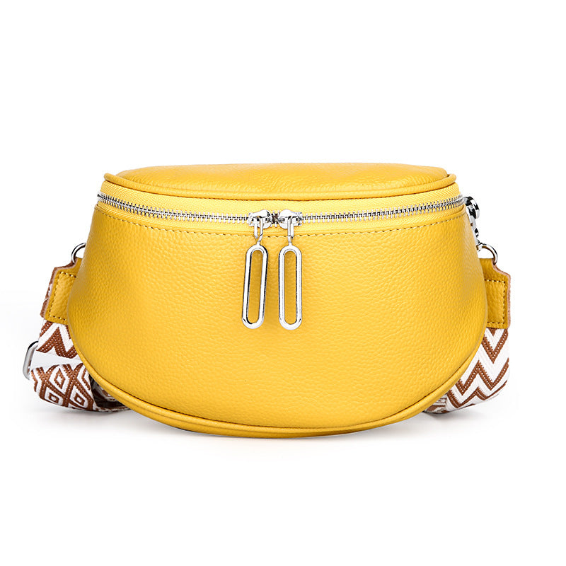 New Double Zipper Leather Messenger Bag