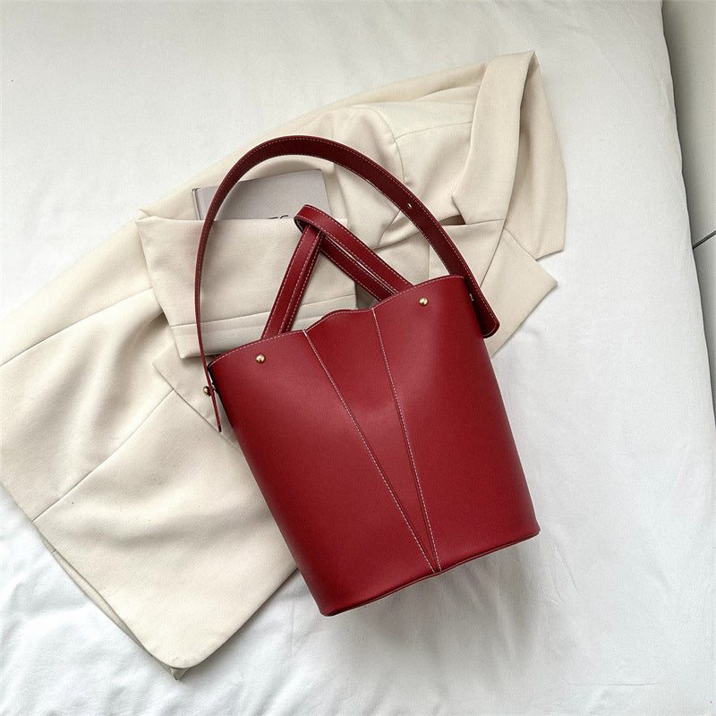 Women's Temperament Casual Large Capacity Handheld Bucket Bag