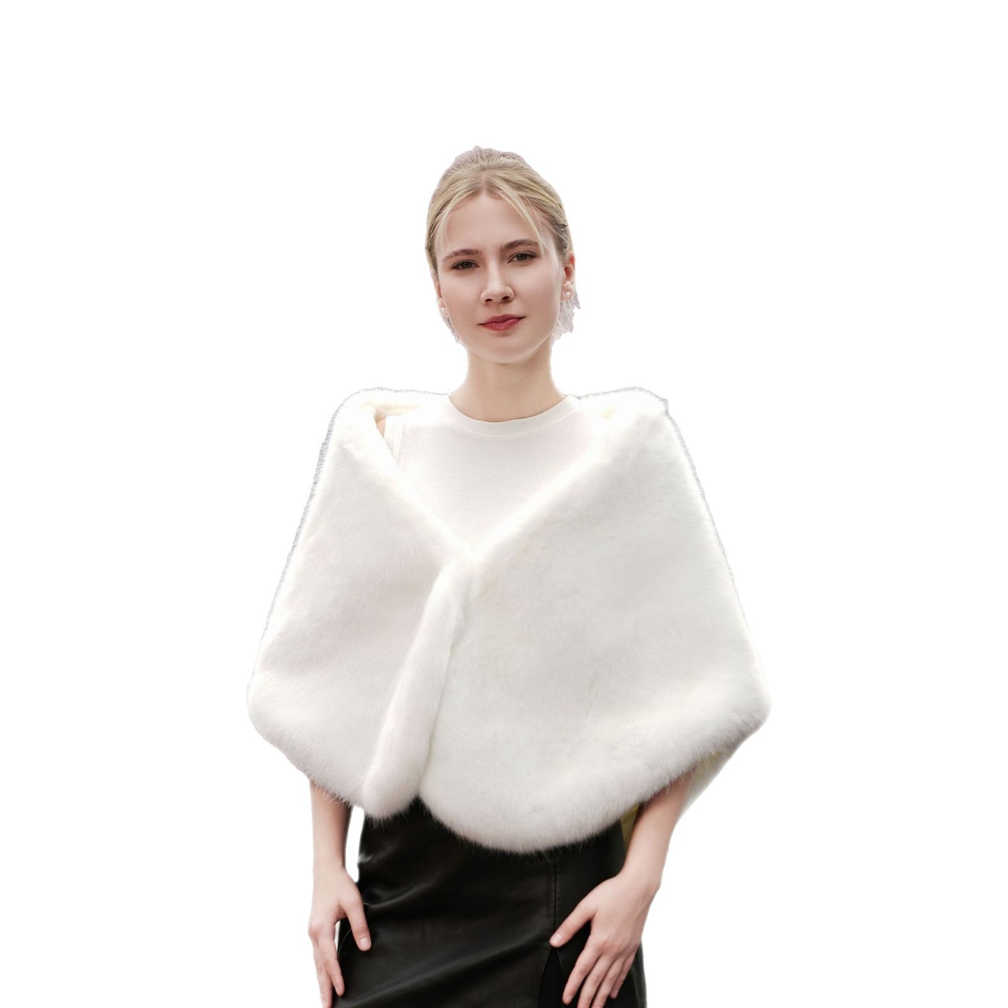 Warm White Waistcoat Elegant Host Formal Dress Warm Outerwear