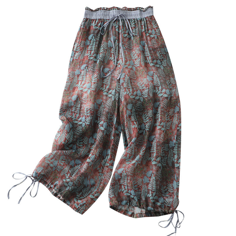Cotton And Linen Art Retro Women's Casual Pants Loose Print