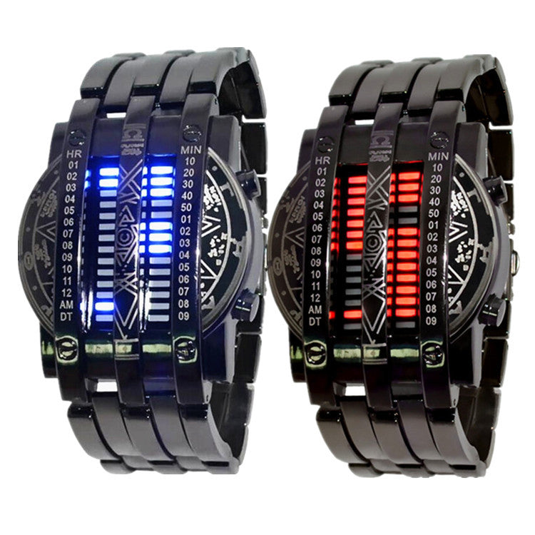 Creative Double Row Light Binary Steel Band LED Watch