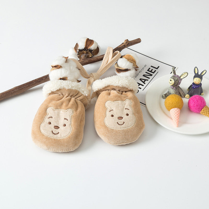 Plus Velvet Thickening Can Hang Neck 1-3 Years Old Children's Warm Gloves