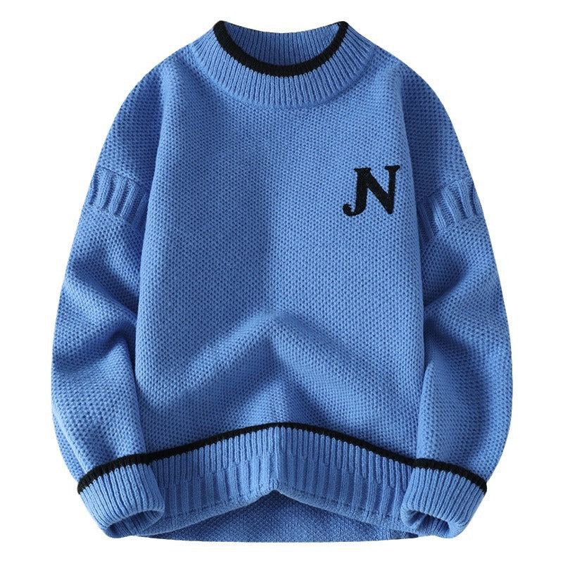 Autumn And Winter Youth Sweater Men's Thickened Round Neck Multicolor Base Knitting Cotton Jersey