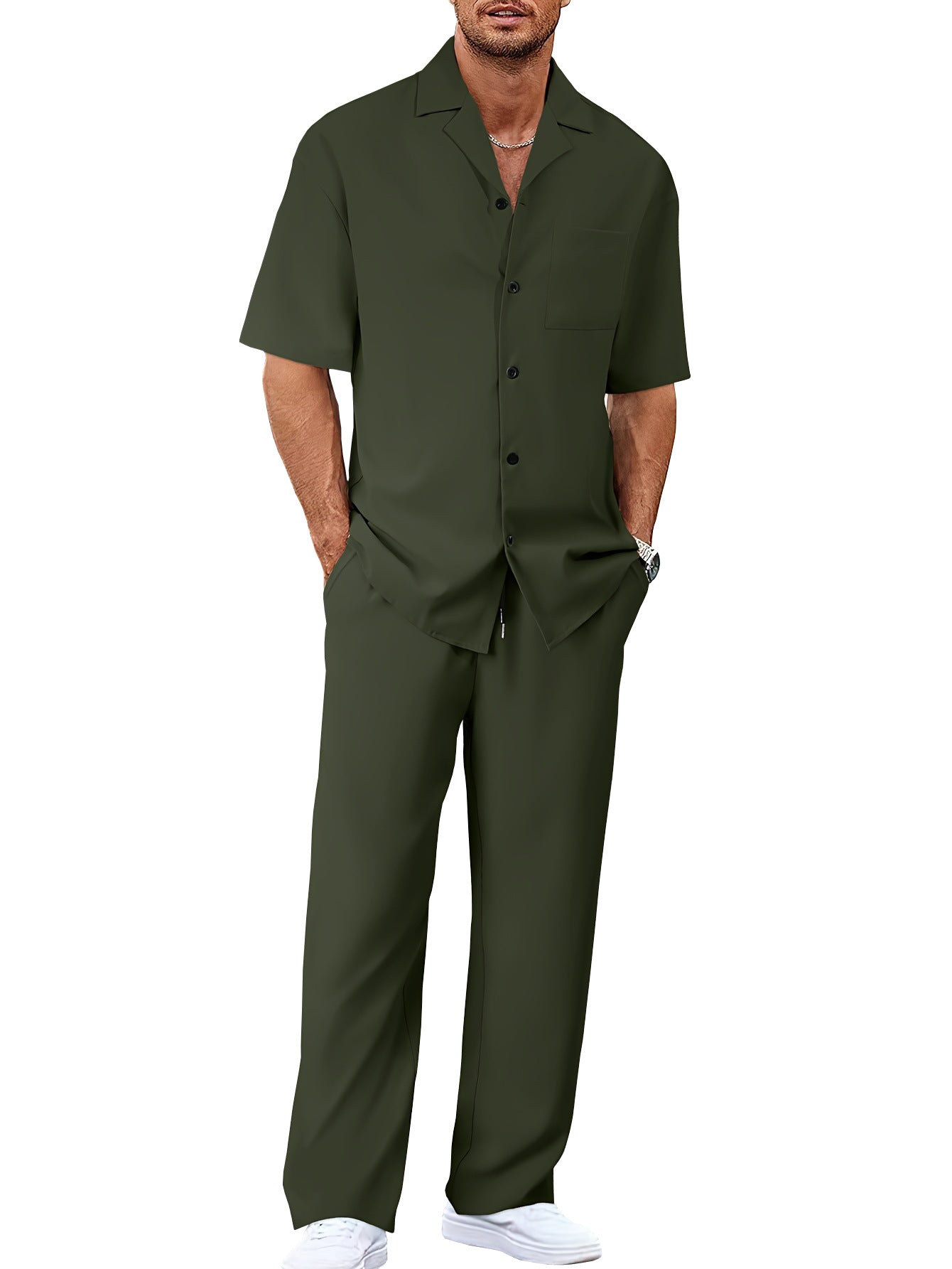 Lapel Short-sleeved Trousers Trendy Men's Clothing Suit