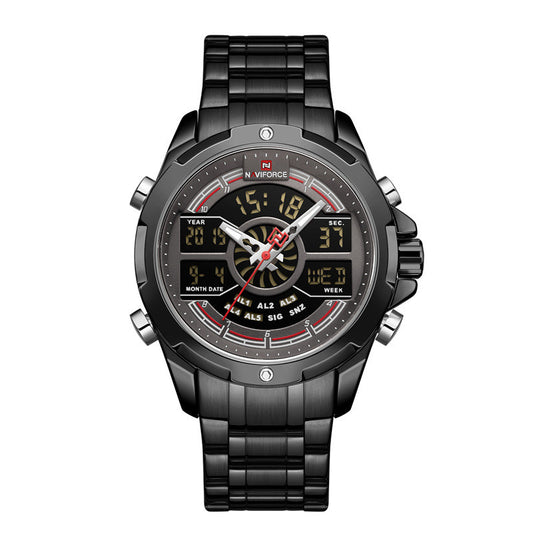 Dual Display Movement Luminous Week Calendar Chronograph Multi-function Men's Watch