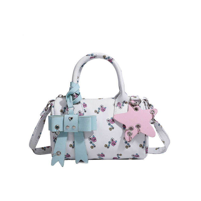 Sweet Hand-held And Shoulder Bag With A Petite Floral Bow Accessory