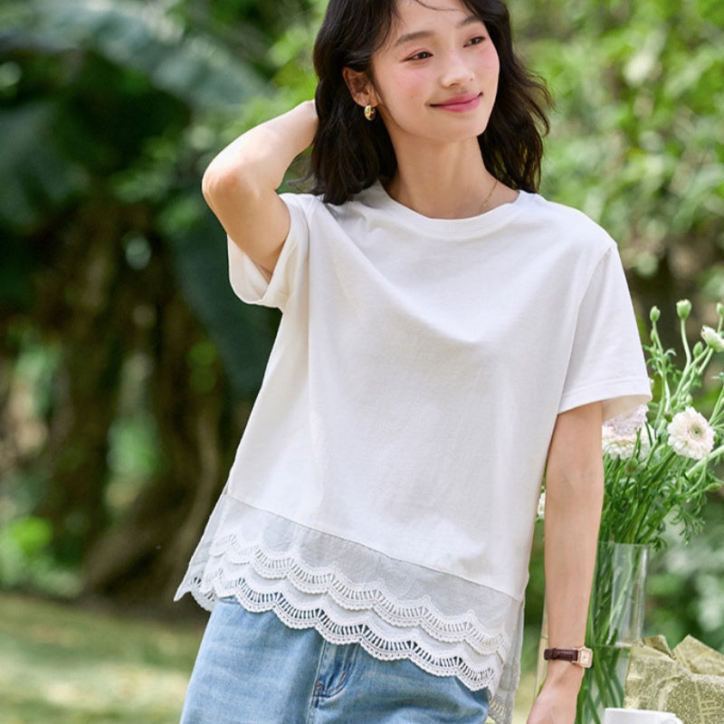 Summer Double-layer Wave Lace Design Blouse