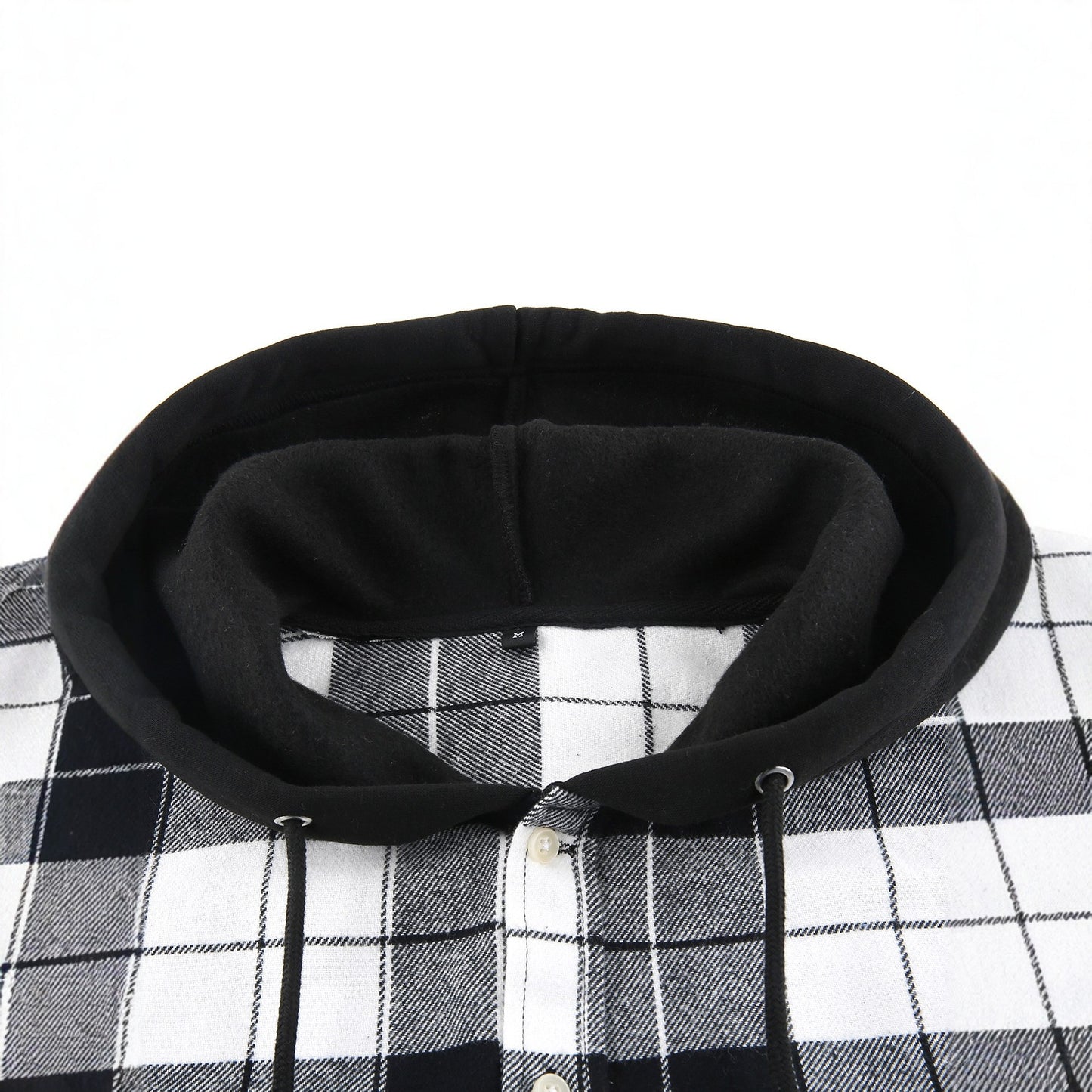 Men's Plaid Shirt Casual Hooded Jacket With Two Pockets