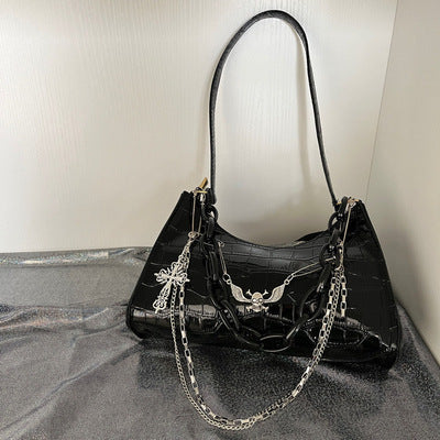 Skull Chain Underarm Bag Cross Crocodile Print Dark Hand Bill Of Lading Shoulder Bag