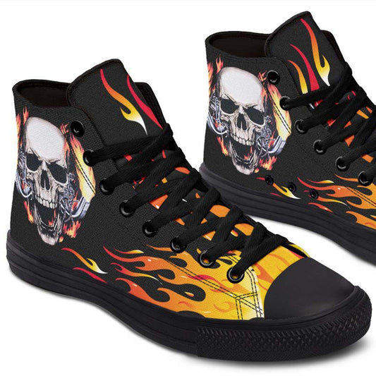 Men's And Women's Fashion Color Printing High-top Canvas Shoes