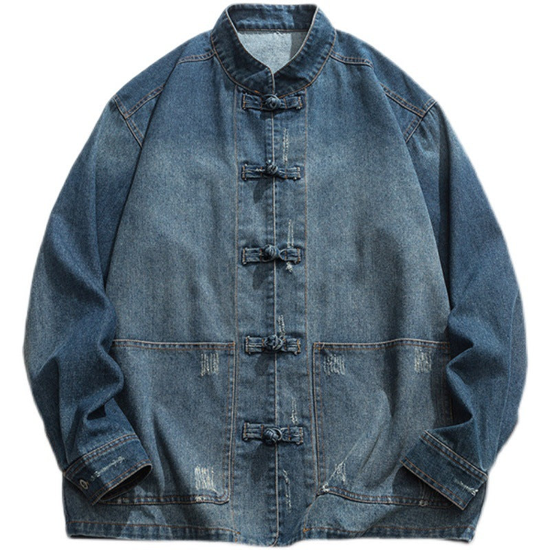 Plus Size Men's Denim Clothing Chinese Style Retro