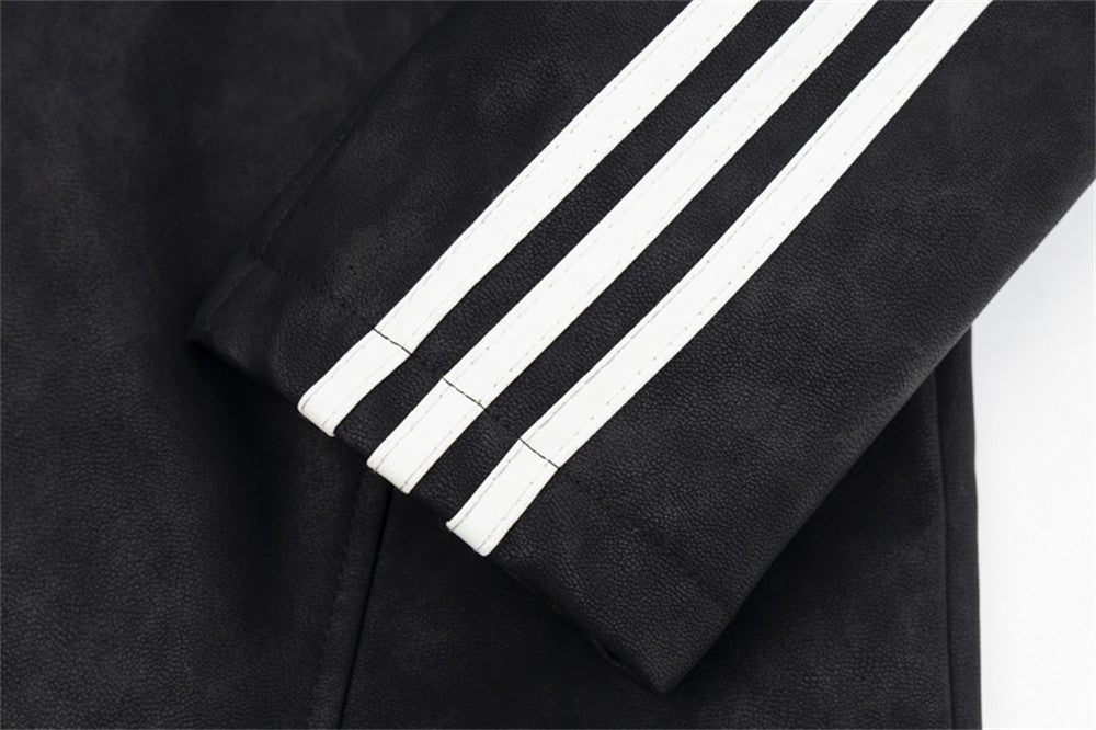 Season Loose American Street Windproof Zipper Decorations Leather Jacket