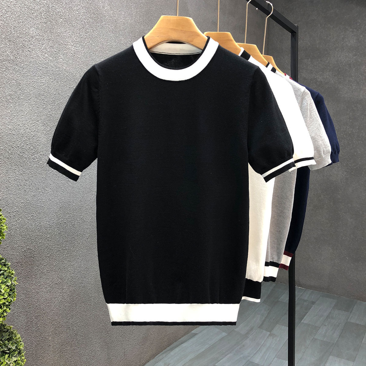 Mens Trendy Short-sleeve Or Half-sleeve Base Sweater