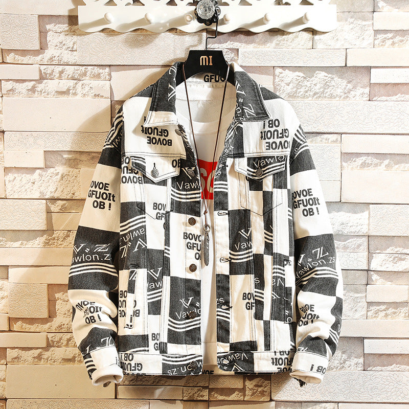 Men's Fashion Letter Denim Coat Top