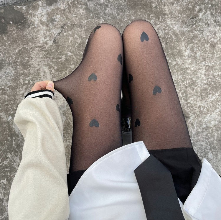 High Waist Thin Bowknot Love Base Socks