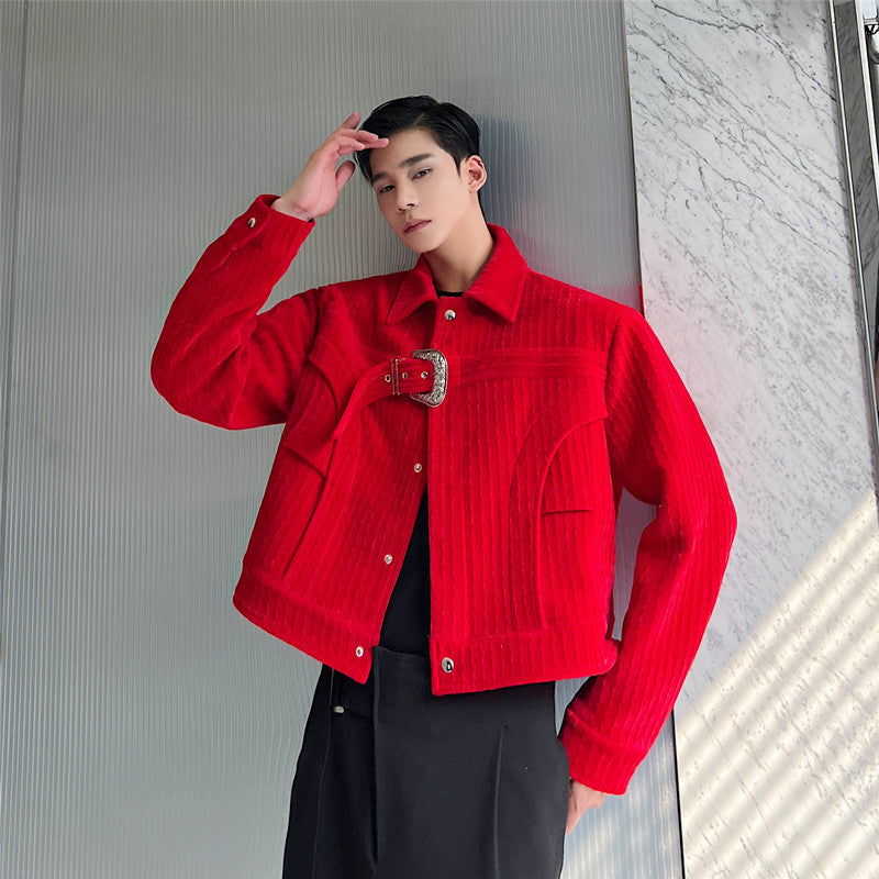 Chinese Retro Style Red Jacket Fashionable Men And Women