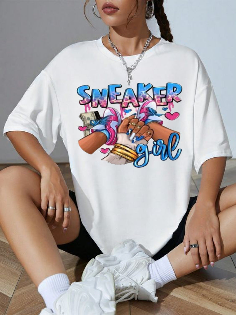 Summer Pattern Letter Print Short-sleeve T-shirt Top