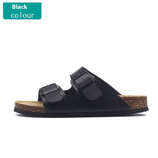 Buckle Flat Cork Slippers Same Beach Buckle Sandals