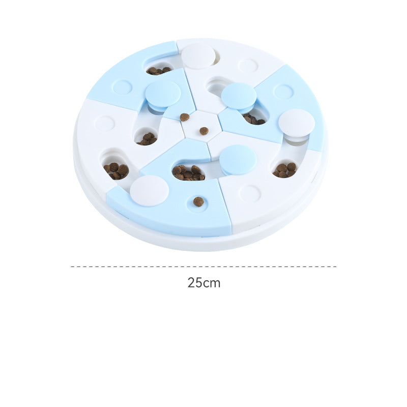 Pet Toy Blue And White Jigsaw Puzzle Feeding Tray