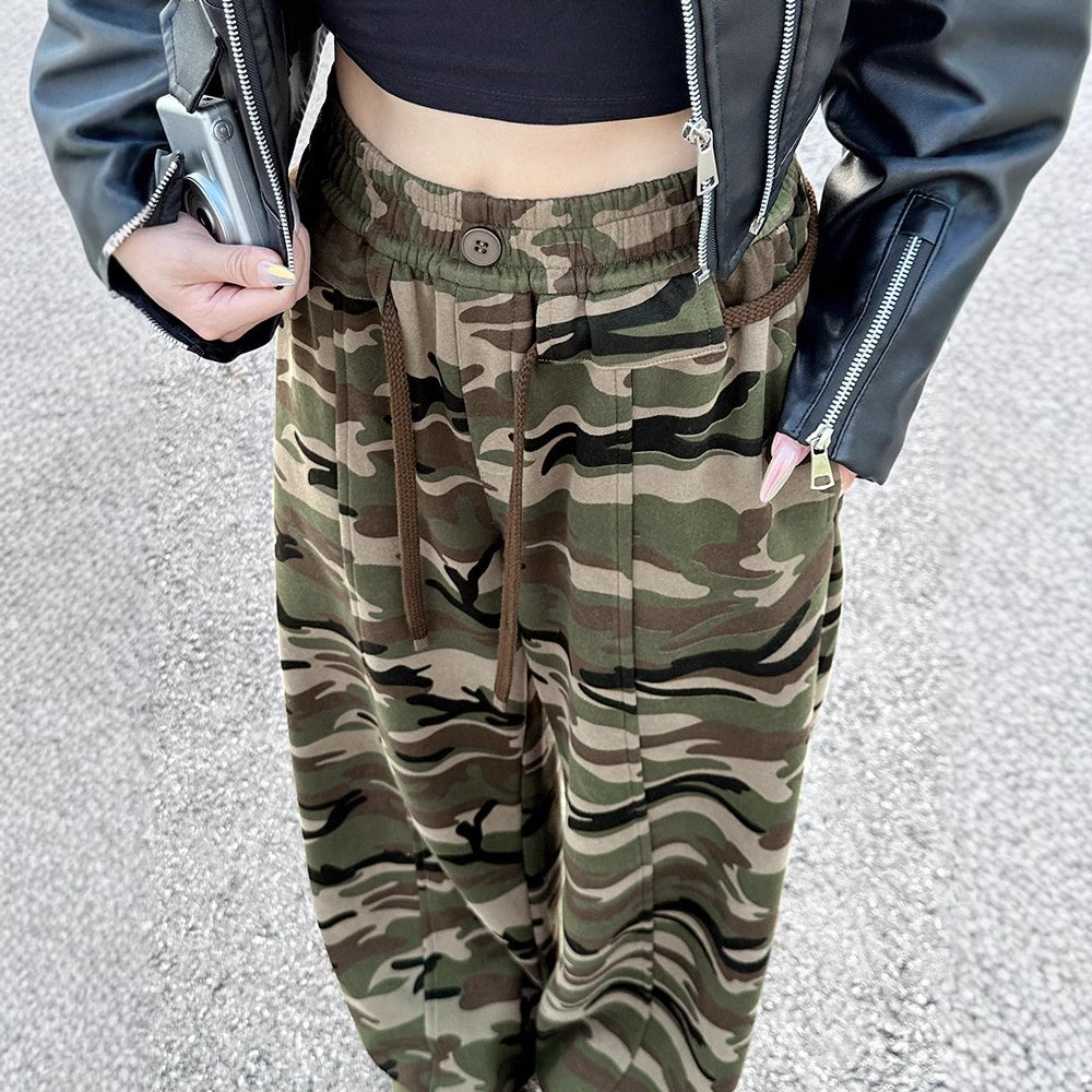 Spring Womens Military-Style Camo Cargo Pants In American