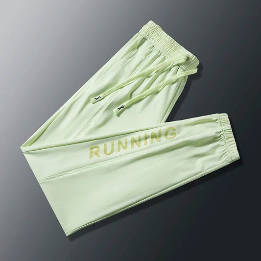 Stretch Quick-dry Casual Sports Printing Loose Drawstring Trousers Cropped Pants