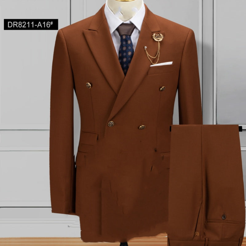 Plus Size Double Breasted Suit Men's Two-piece Suit