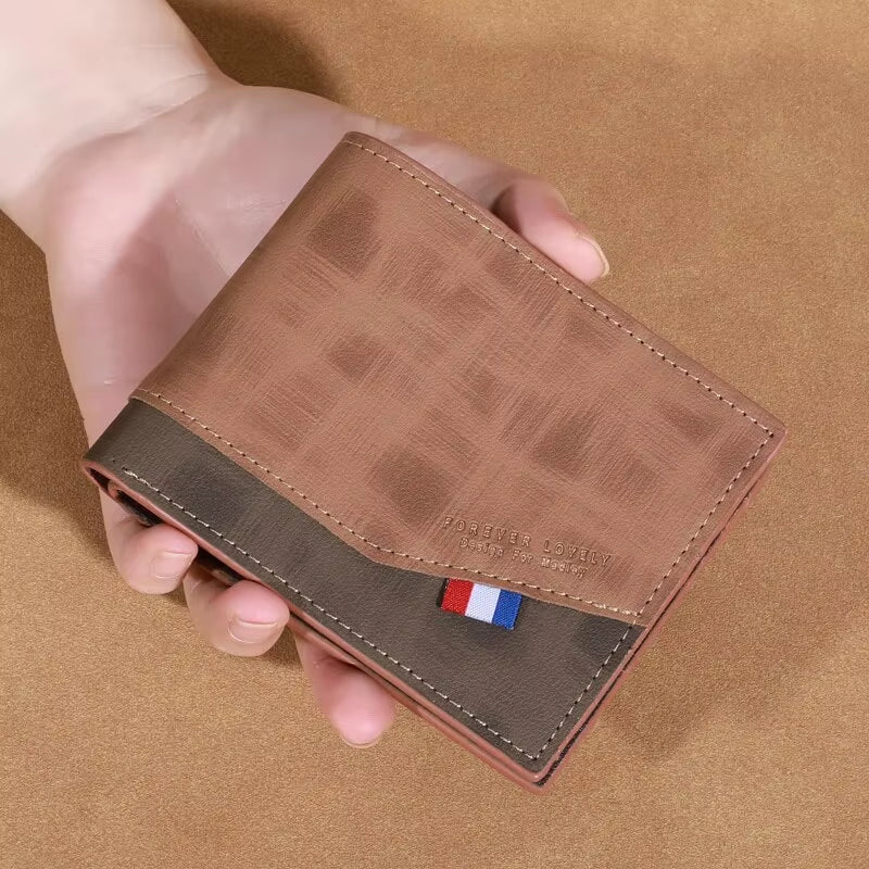 Men'S High-Capacity Leather Wallet, Small Multi Slot Photo Wallet for Coins, Vintage Wallet