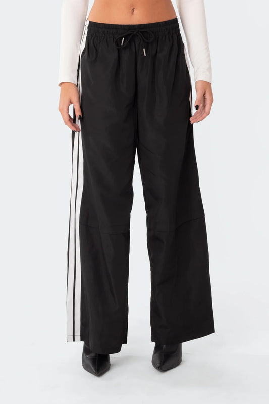 Women's Pants Striped Draping Effect Wide-legged Versatile Pants Contrast Color Mopping Casual Sports Pants