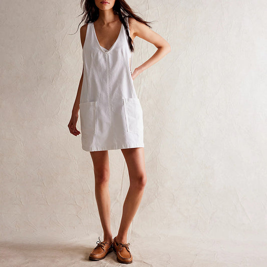 Denim Suspender Pocket Adjustable Mini Dress In Multiple Colors