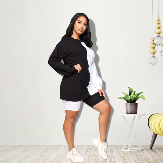 Black And White Contrast Color Fashion Parent-child Suit