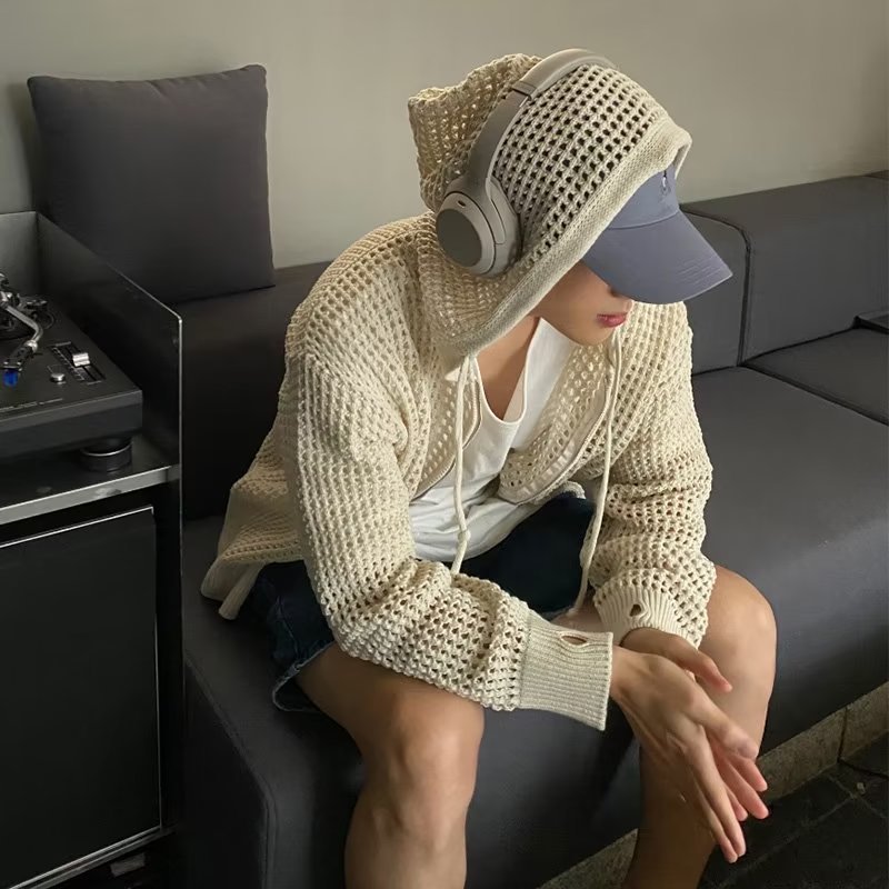 Boys Hooded Breathable Casual Zipper Cardigan Sweater Coat