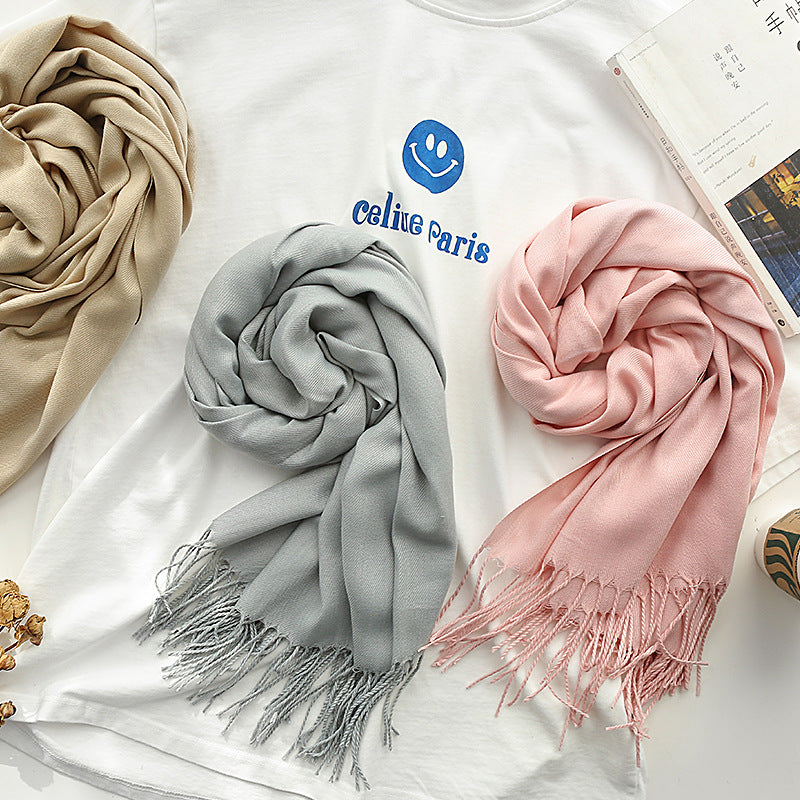 Solid Color Artificial Cashmere Scarf Female 220g Warm Shawl