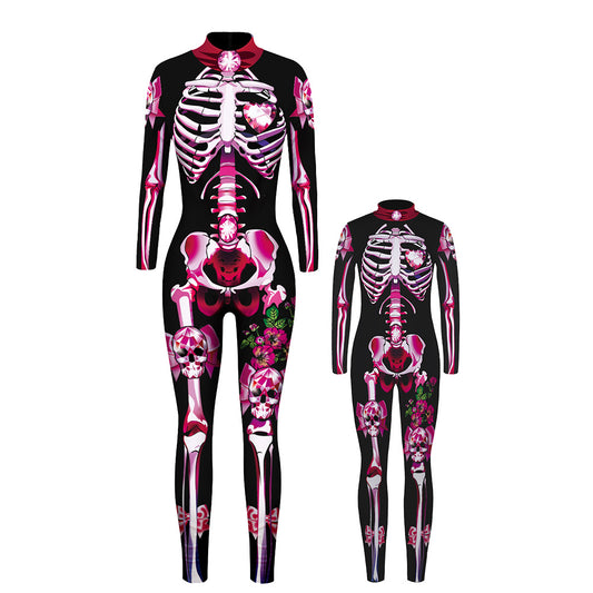 3D Skeleton Digital Printing Long-Sleeved Jumpsuit