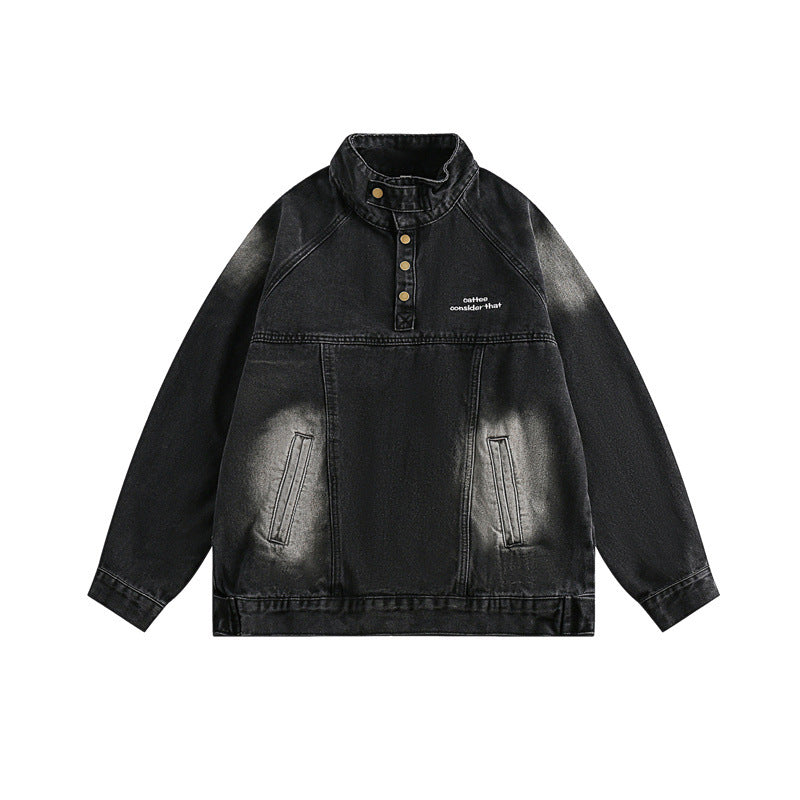 Japanese-style Retro Street Half Turtleneck Do The Old Cowboy Jacket