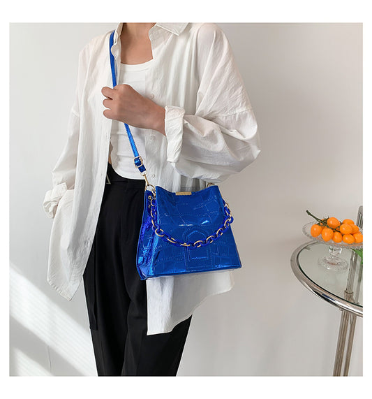 Laser Chain Handbag Large Capacity Crossbody Bucket Bag