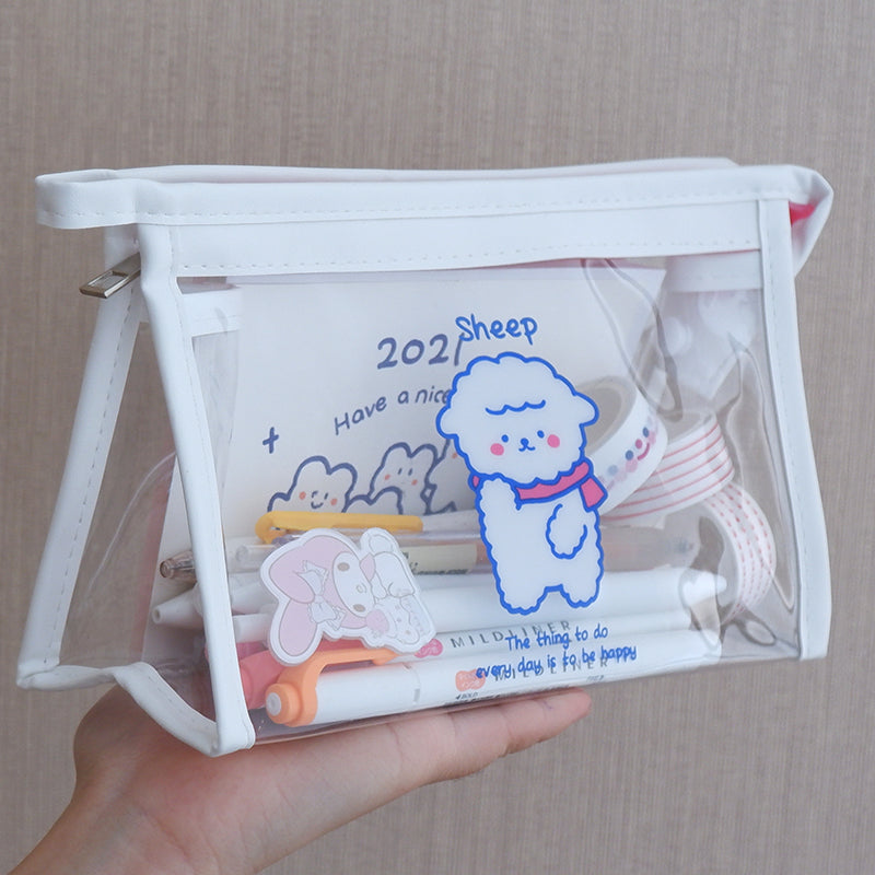 Girls Simple Japanese Large-capacity Storage Bag Transparent Pencil Case