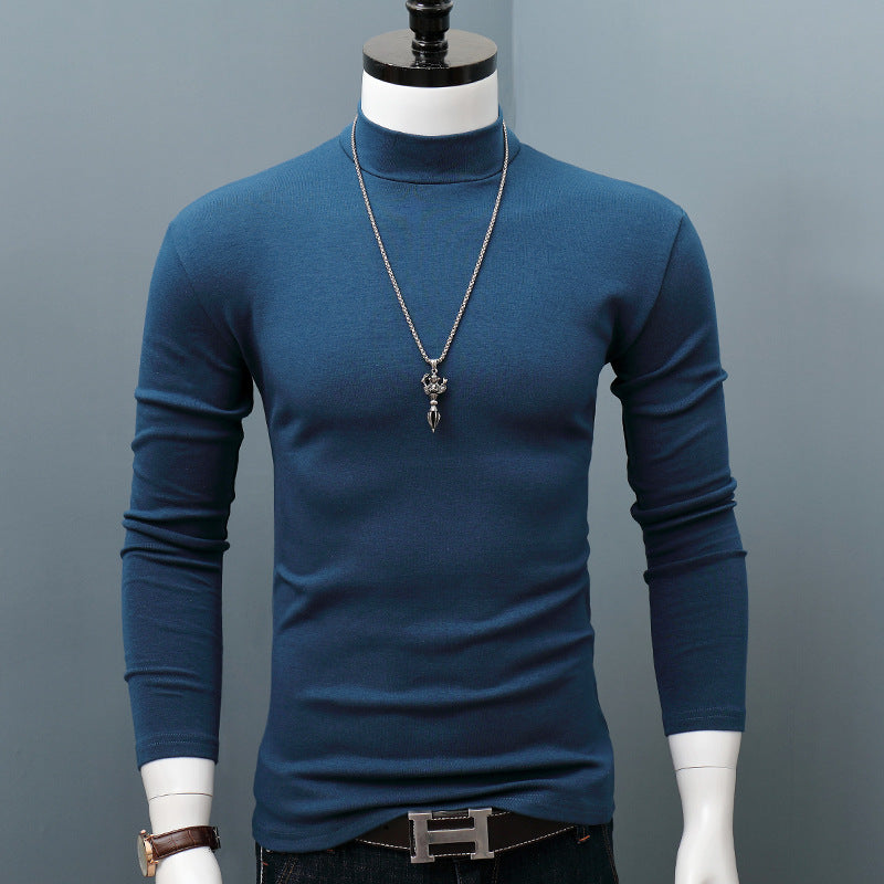 Long-sleeved Cotton Half-high Collar Top