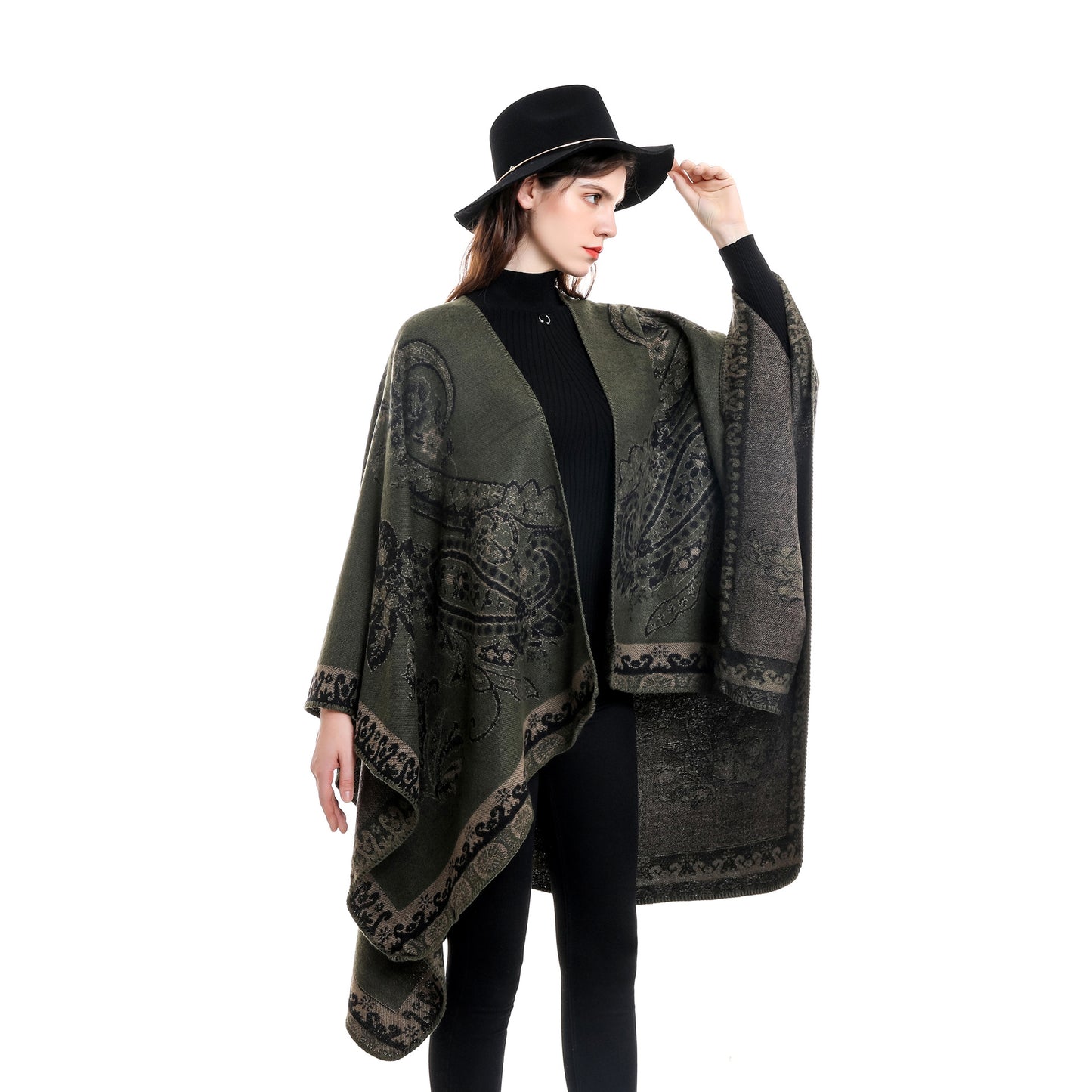 Ternet Print Elegant Selskabsdame Vinter Rejse Moderigtig Varm Talma