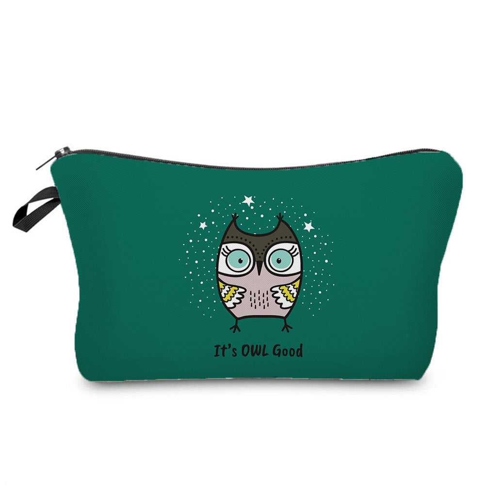 Cartoon Cute Owl Print Cosmetic Bag