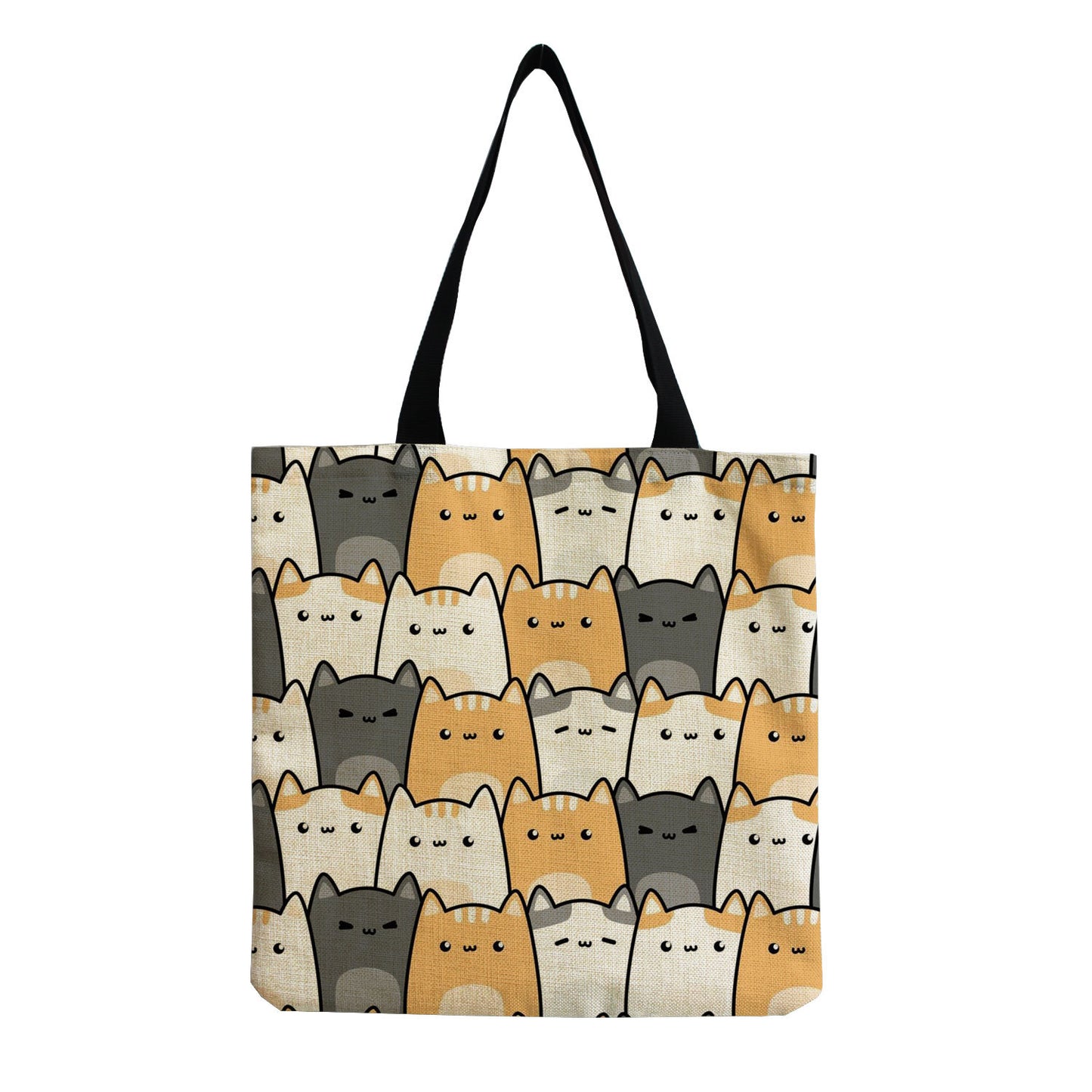 Foldable Portable Cute Cat-group Printed Handbag