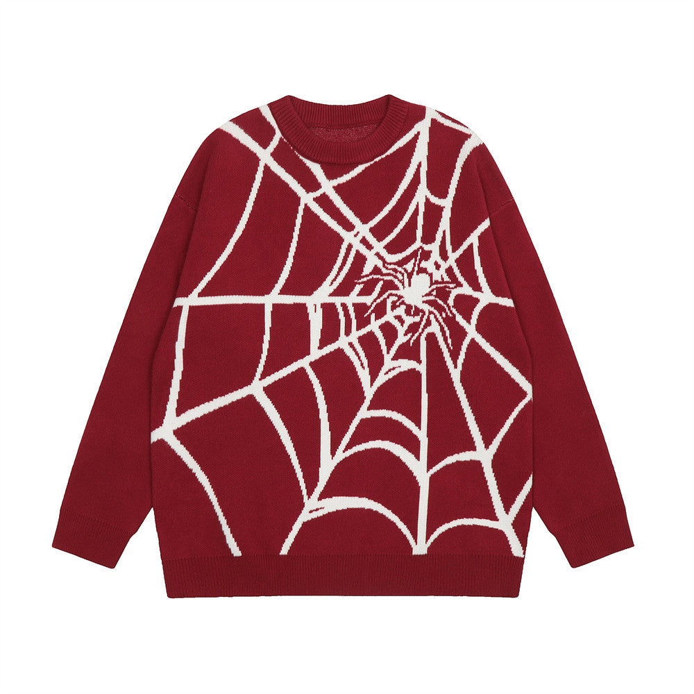 Spider Web Jacquard Knitted Sweater For Men