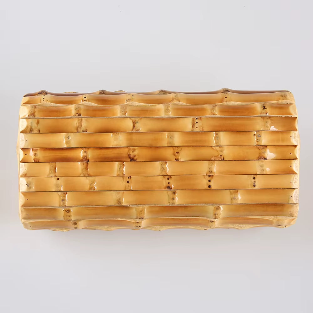 Vintage-Inspired Handmade Bamboo Clutch Bag with Rattan and Straw Accents