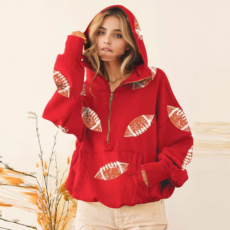 Hooded Long Sleeve Kangaroo Pocket Women's Sweater