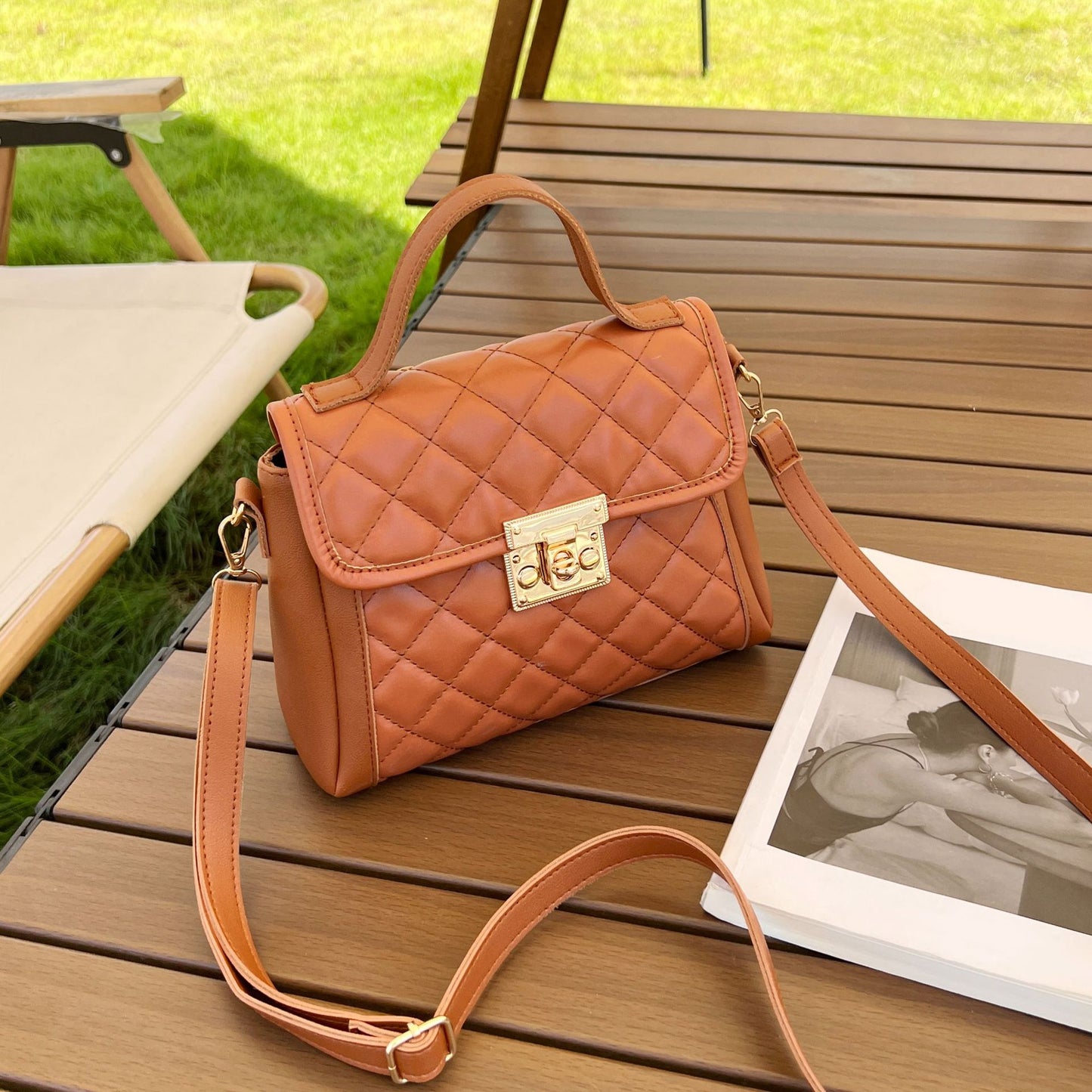 Women's Rhombus Crossbody Shoulder Bag Fashion PU Handbag